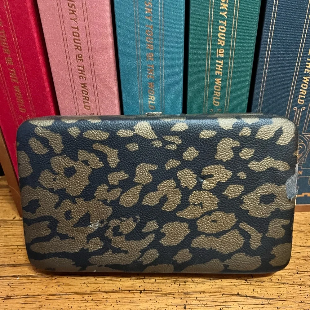 Leopard Print and Shiny Black Wallet/Clutch Set